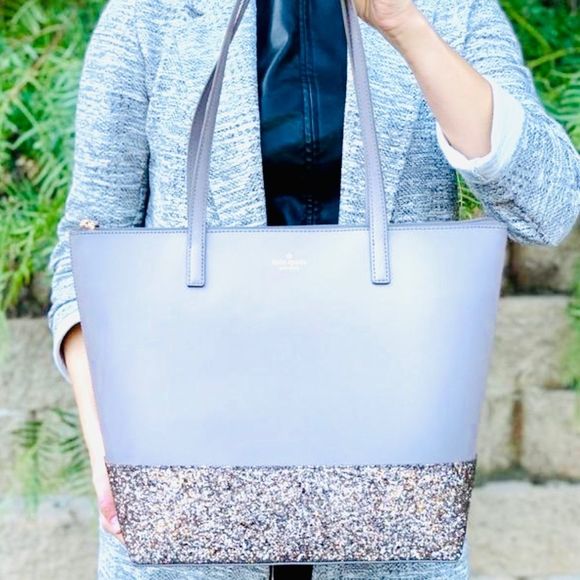 kate spade Handbags - Kate Spade Gray Penny Glitter Greta Tote Cityscape